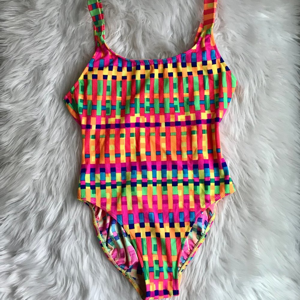 Neon Vintage 80s One Piece Swimsuit